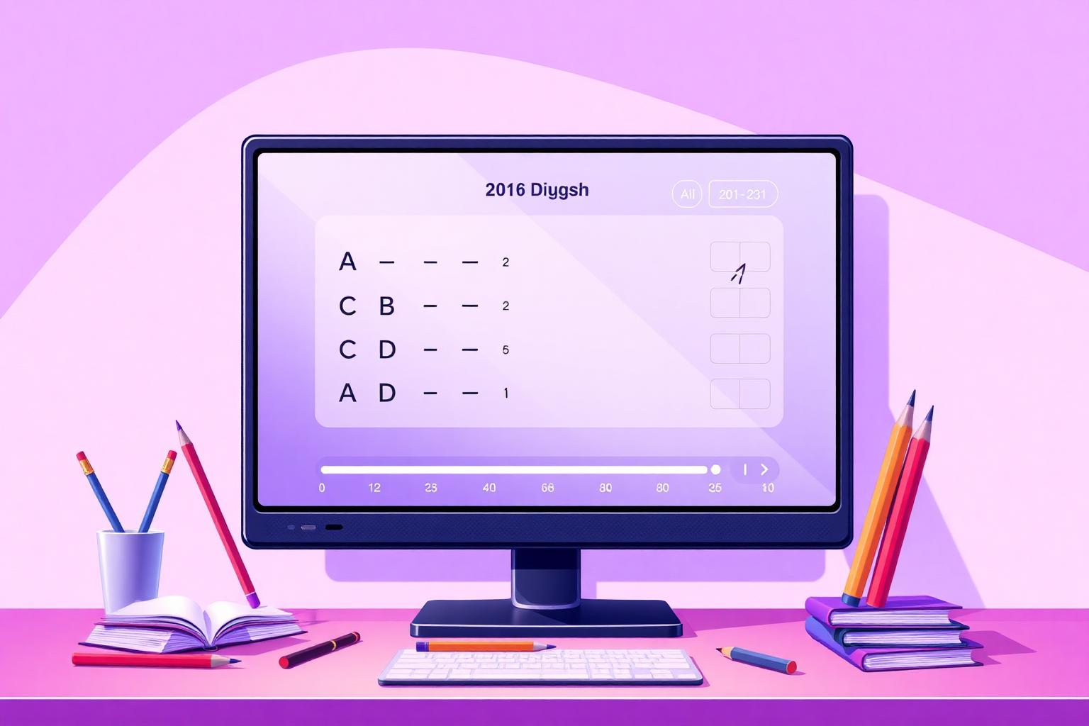 Digital English exam screen illustration